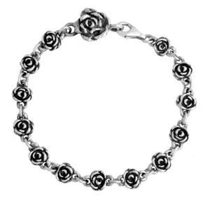 King Baby Studio Sterling Silver .925 ROSES Bracelet Queen Baby 7.5”